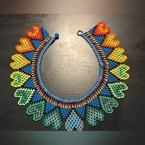 Colorful rainbow Colombian Beaded Necklace